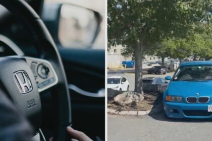 bmw driver pulls into parking spot then a honda minivan steps in 68af73ebc7556