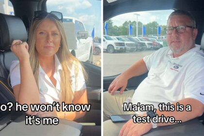 he wont know its me woman tests drive car at dealership then she says she wants to drive past her exs house 6894dc3f2e043