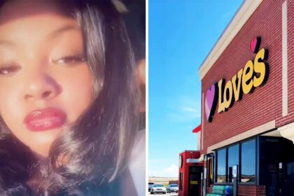 never seen someone do this genesis driver pulls into loves gas pump then a man pulls up right behind her takes the nozzle 688fce2216fc8