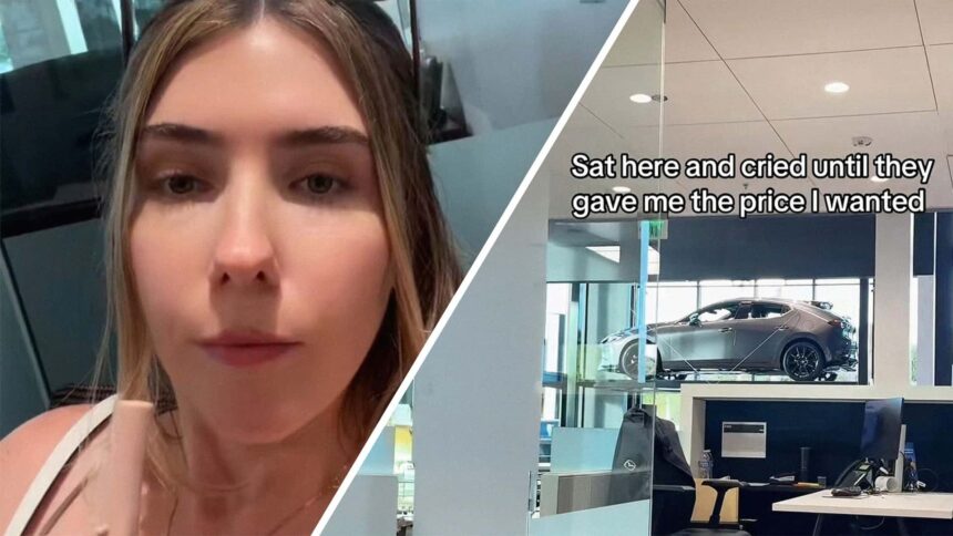 thats definitely one way to do it woman says she cried at the mazda dealership then they gave her the price she wanted 6890077c55532