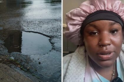 your sign to file that claim woman hits a pothole then she sees the damage and gets a possible 1000 from the state 68a5c76a526ee