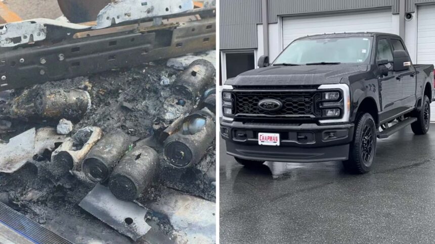 ford flames on random demand woman gets brand new 100k ford f 350 then it explodes while parked in the driveway 68cc736084694