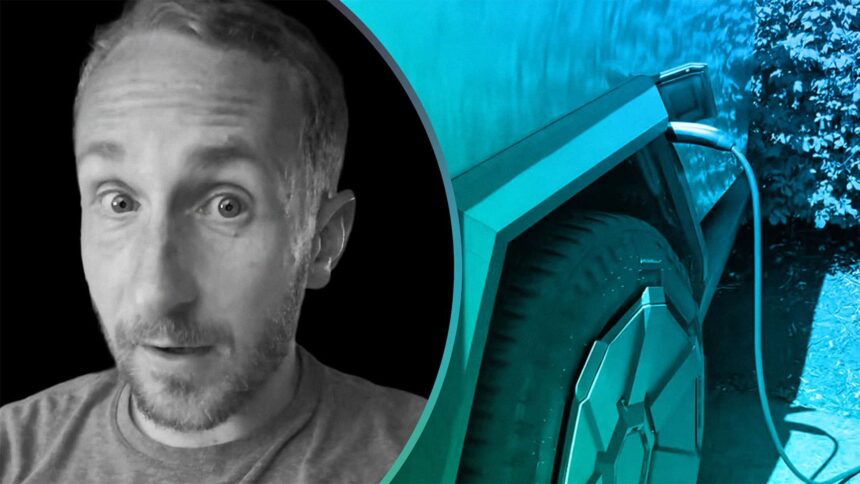 man goes on vacation for a month he leaves his cybertruck plugged in the whole time 68c3ef9028230