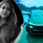 woman walks outside in the rain then she summons her tesla to pick her up 68c47524cfd85