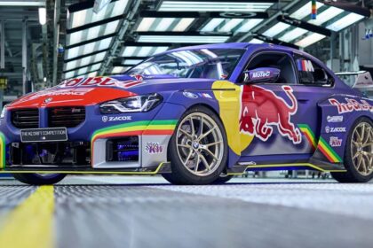 bonkers bmw m2 with 1000 hp drifts inside a car factory 68f9fd5460fb3