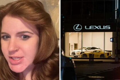 we accept trades womans hyundai santa fe tire smashes a lexus dealership window then a salesman steps in 68fe62398de5c