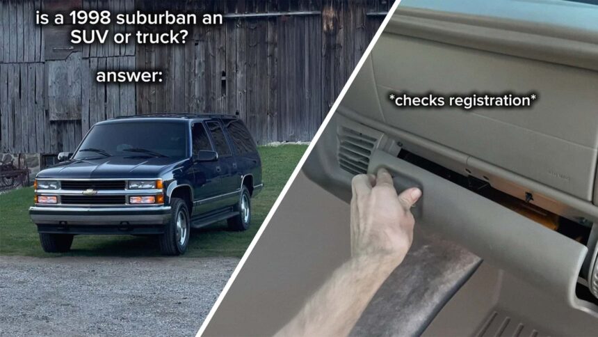 we were all wrong auto detailer checks registration to see if a 98 suburban is an suv or a truck its neither 68e27a8048d5e