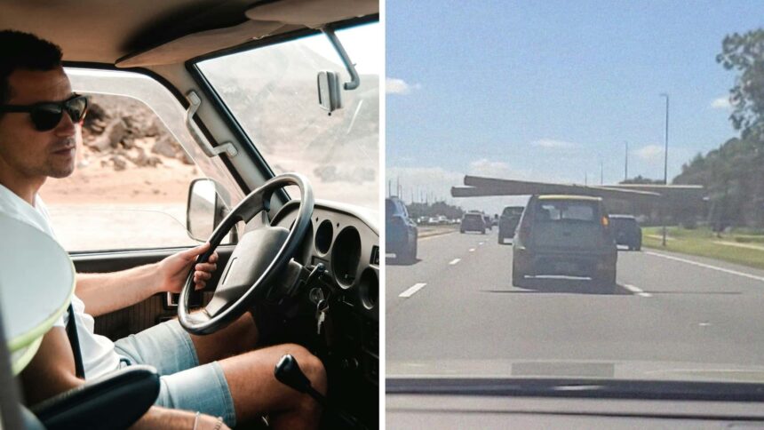 at least he used his turn signal man spots kia soul driving on florida highway then he sees whats on the roof 691b1cfbb0b41