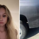 him trying to act like he doesnt know anything woman notices huge dent on her truck then she checks her cameras 691c524b3b759