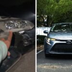 not yall using the mirror like a glass slipper toyota driver hits parked car then the victim tracks him 690dd1ce1adf4