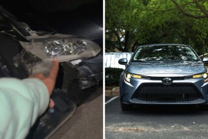 not yall using the mirror like a glass slipper toyota driver hits parked car then the victim tracks him 690dd1ce1adf4